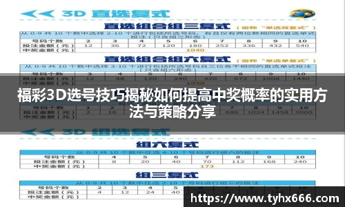 福彩3D选号技巧揭秘如何提高中奖概率的实用方法与策略分享